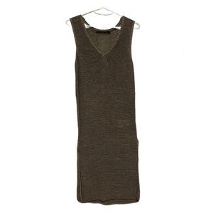 Brown Knit Sleeveless Dress